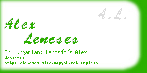 alex lencses business card